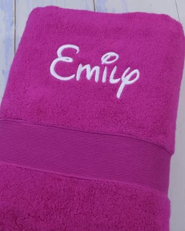 Handtuch mit Namen bestickt – 50×90 cm – pink