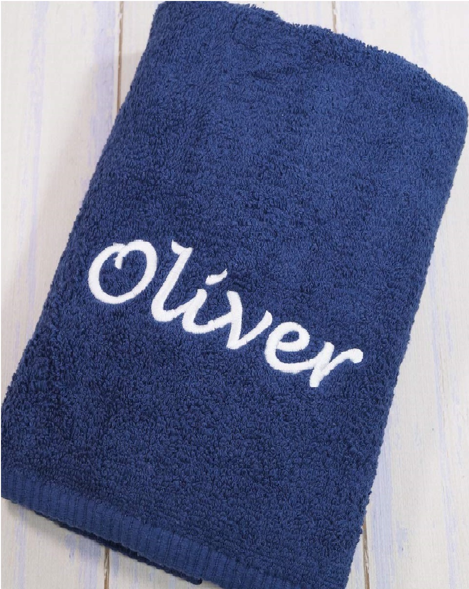 Handtuch mit Namen – Marienblau – 50×100