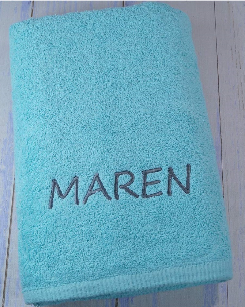 Handtuch mit Namen – Aquablau – 70×140