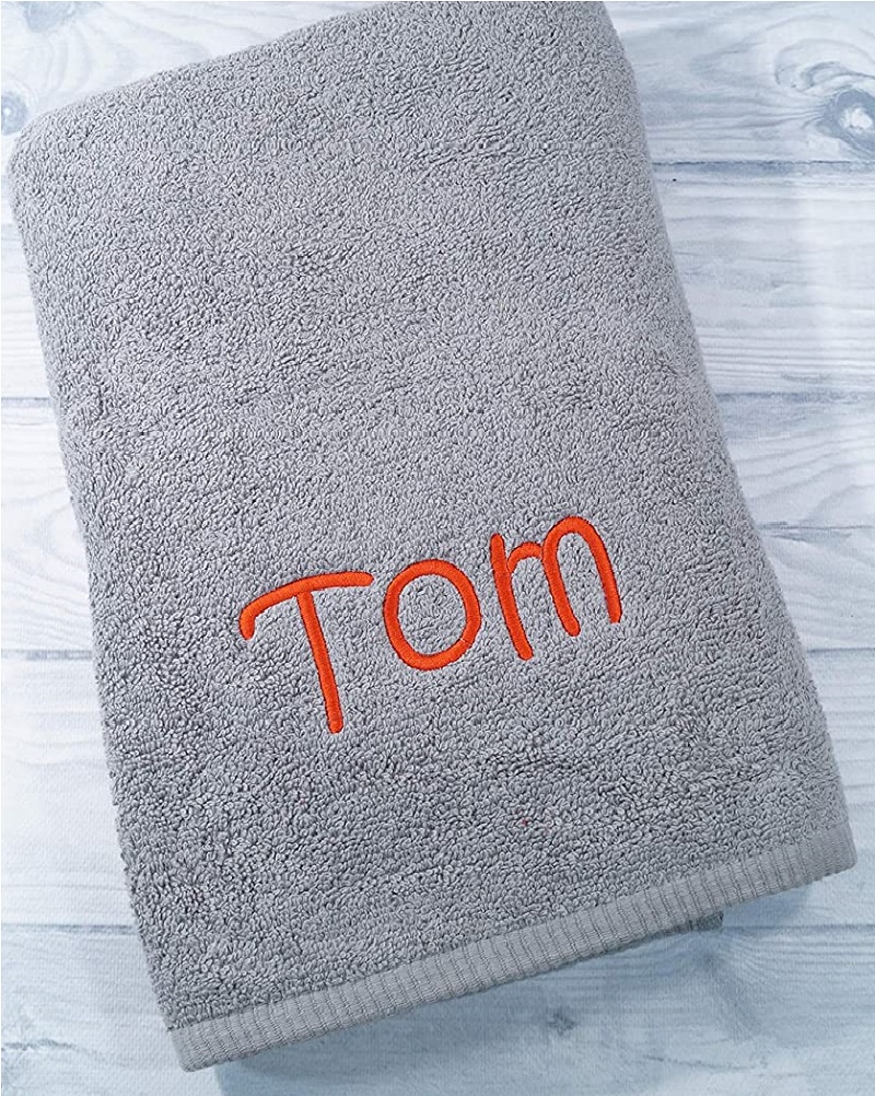 Handtuch mit Namen – Grau – 70×140