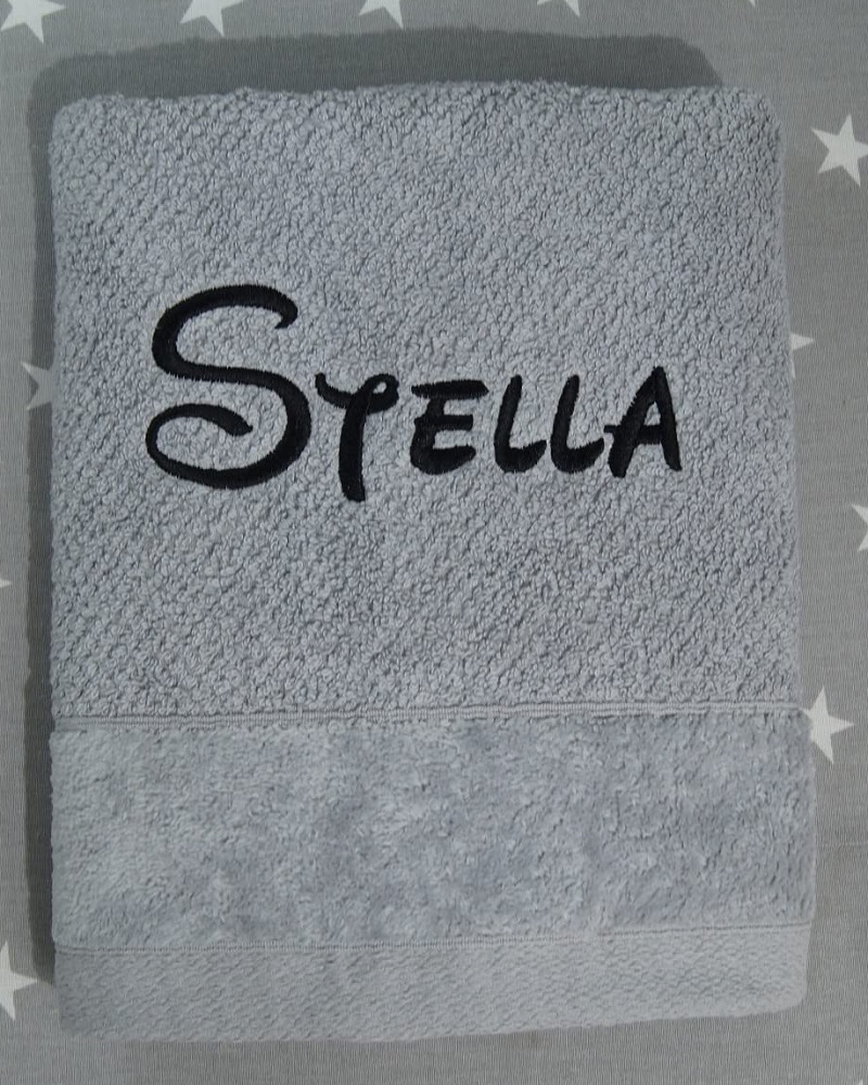 Handtuch mit Namen – Hellgrau – 50×90
