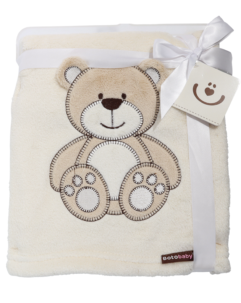 Babydecke – Beige mit Teddybär