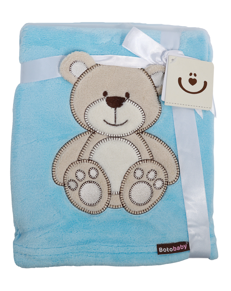 Babydecke – Blau mit Teddybär