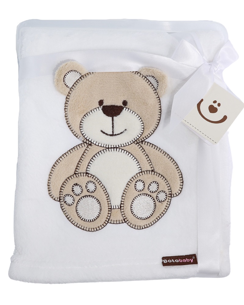 Babydecke – Weiß mit Teddybär